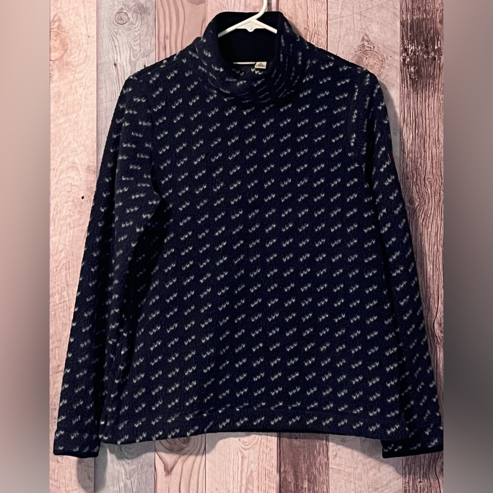 LL Bean Cozy Cottage blue Fleece Funnelneck Pullover Sweater Women’s Size S